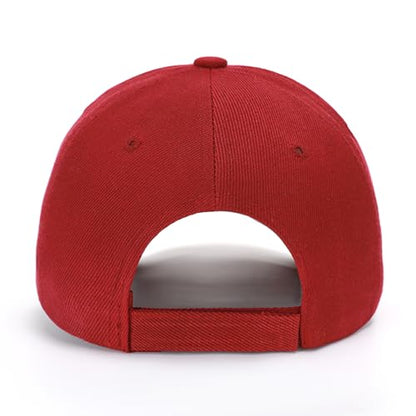 ZH Plain Adjustable Baseball Cap - Lot of 12 Unisex Blank Design Caps - color: Red