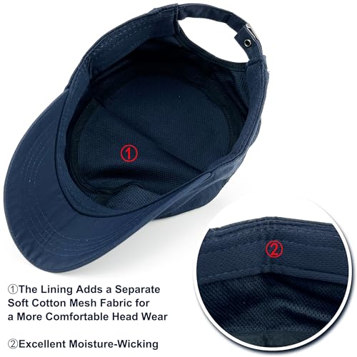 Loneshark Water Resistant Military Hat Quick Dry Cadet Cap Army Flat Top - color: Rectangle-logo-navy