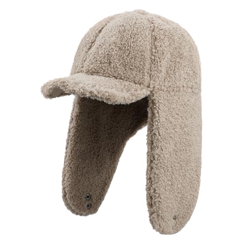 Clakllie Snow Trapper Trooper Hat with Ear Flap for Skiing Women's Ushanka Warm Winter Hat - color: Cdus-ddkp02-brown