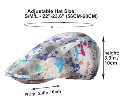 Quanhaigou Men's Cotton Flat Ivy Gatsby Newsboy Driving Hat Adjustable Irish Cabbie Ivy Driving Hunting Cap - color: Graffiti