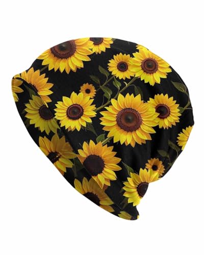 Unisex Stretch Knit Beanie Hat - color: Vintage Sunflower