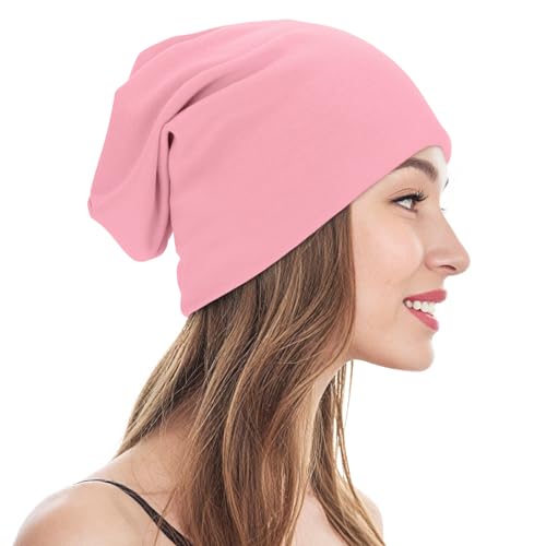 Unisex Slouchy Beanie Cotton Lightweight Beanie Hat Skull Cap Night Sleep Hat Hip-Hop Hat - color: Pink