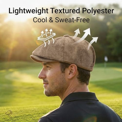 ZLYC Newsboy Cap for Men Summer Flat Cap Lightweight Beret Hat - color: Solid Khaki