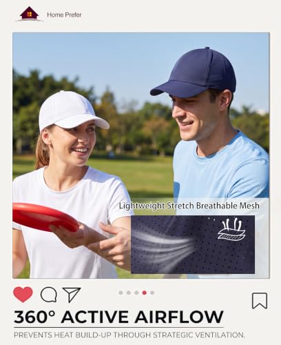 Home Prefer Mens Womens UPF50+ Sun Hat Athletic Adjustable Baseball Cap Quick Dry UV Protection Workout Running Golf Hat - color: Navy Blue, size: Medium