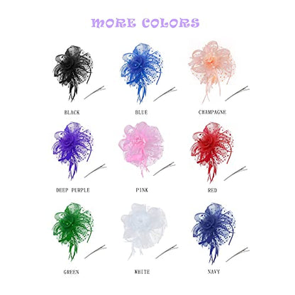 Century Star 2026 Kentucky Hat Derby Fascinator for Women Tea Party Flower Mesh Ribbons Feathers Headband Hair Clips - color: Pink