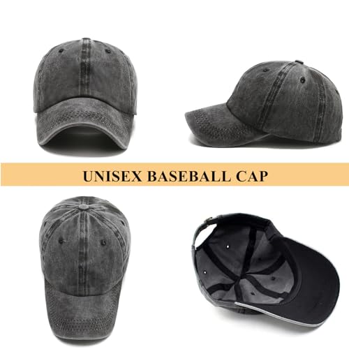 Baseball Cap Unisex Vintage Washed Distressed Cap,Retro Adjustable Dad Hats,Baseball Hat for Men Women - color: 3pcs-black+g+light Green