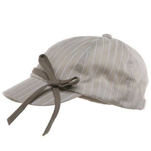e4Hats.com Ladies White Stripe 6 Panel Newsboy Hat - color: Stone