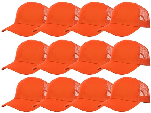 Gelante Mesh Trucker Hat Baseball Cap Structured Front Panel Wholesale LOT 12 Pack - color: Orange