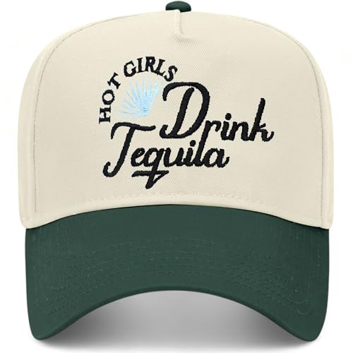 Hot Girls Drink Tequila Hat | Perfect-Fitting Unisex Vintage Trucker Hat Suitable for Every Occasion - color: Green/Natural