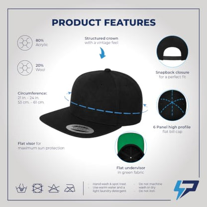 Custom Flat Brim Snapback Cap-Alien Peace Sign and Symbol - color: Black Personalized Text Here
