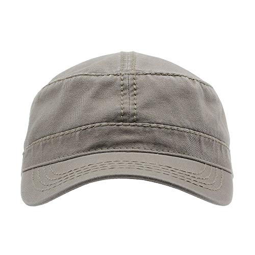 The Vintage Year Heavy Stitch Washed Cotton Cadet Hat Military Army Cap - color: Dark Khaki Heavy Stitching, size: One Size