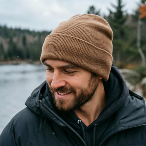 DRESHOW Winter Beanie for Women Men Fleece Lined Slouchy Knit Thick Beanies - color: 1 Pack Knit Beanie Hat: Khaki