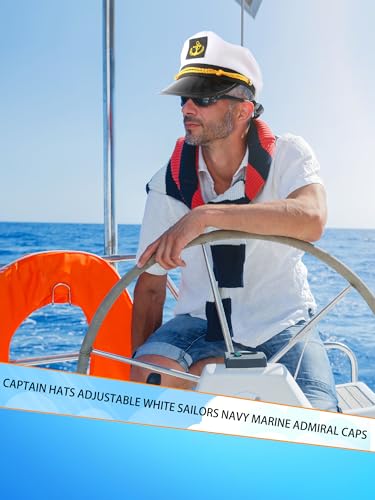 8 Pieces Captain Hats Adjustable White Sailors Navy Marine Admiral Caps for Yacht Theme Party Costume Accessory - color: Style 11