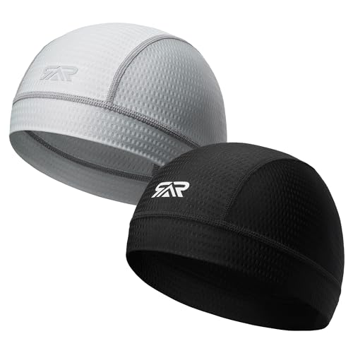 2-Pack Cooling Skull Cap Breathable Mesh Helmet Liner Motorcycle Cycling - color: Black + Gray