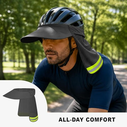 Hard Hat Sun Shade, Full Brim Mesh Neck Sun Shield with Reflective Strip, High Visibility Visor Neck Shade for Hard Hat Accessories, 2 Packs Grey - color: Grey