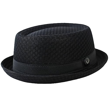 The Hat Depot Unisex Light Weight Classic Soft Cool Mesh Pork Pie hat - color: Black, size: Small-Medium