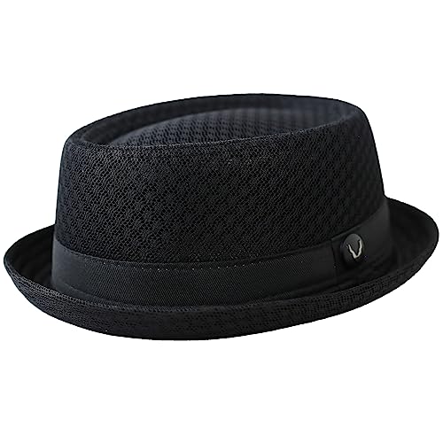The Hat Depot Unisex Light Weight Classic Soft Cool Mesh Pork Pie hat - color: Black, size: Large-X-Large