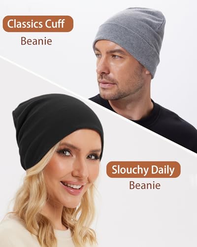 Thin 100% Cotton Fine-Knit Beanie Hat Slouchy Soft Chemo Skull Cap - color: 1-dark Grey