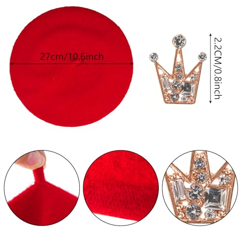 choyaxo 3pcs French Beret Hat Set Costume Accessories Set Including Beret Hat Scarf Crown Pin for Women French Themed Party - style: Romantic Style