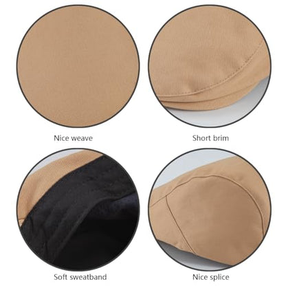 Classic Solid Flat Cap Newsboy Hats for Men Retro Cabbie Driving Adjustable - color: C04 Khaki With Mesh Lining
