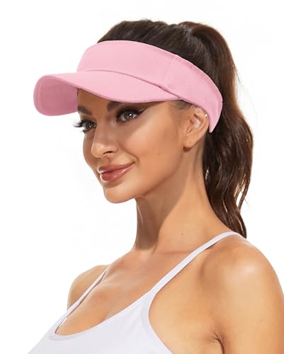 Zando 3.2" Structured Brim Visor Hats for Women, UPF 50+, Golf/Tennis - color: C Pink