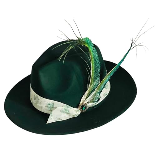 Classic Wide Brim Fedora Hat for Women Floppy Panama Hat for Party Wedding Fascinator Hat with Band Sun Protection 2025 - color: Green G