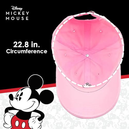 Disney Mickey Mouse Embroidered Cotton Adjustable Dad Hat with Curved Brim - color: Pink