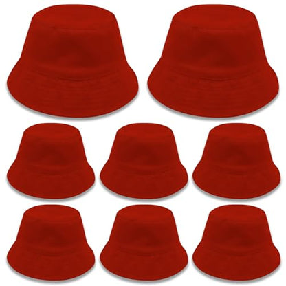 Bucket Hats Bulk Solid Color DIY Blank Hat Bucket Hats for Men, Women and Adults - color: 8pcs Red Bucket Hat