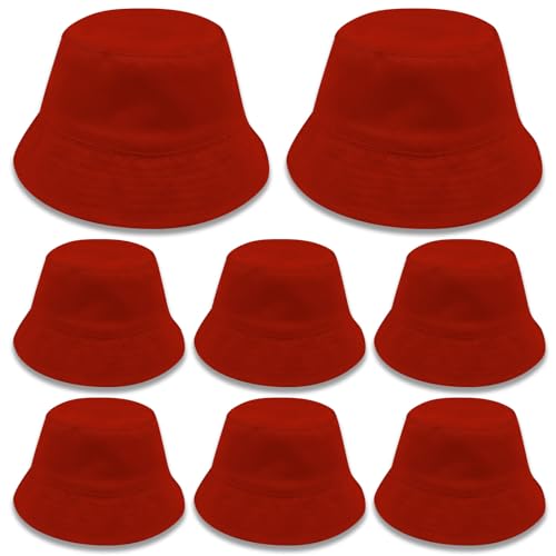 Bucket Hats Bulk Solid Color DIY Blank Hat Bucket Hats for Men, Women and Adults - color: 8pcs Red Bucket Hat