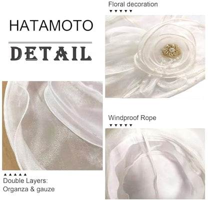 Women's Organza Derby Fascinator Hat Cloche Bowler Hat Cocktail Tea Party Wedding Sun Hat - color: B2-white
