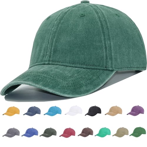 Vintage Washed Cotton Plain Baseball Caps Adjustable Unstructured Blank Casual Dad Ball Hats for Men Women, M/L/XL/XXL - color: Olive, size: Medium-Large
