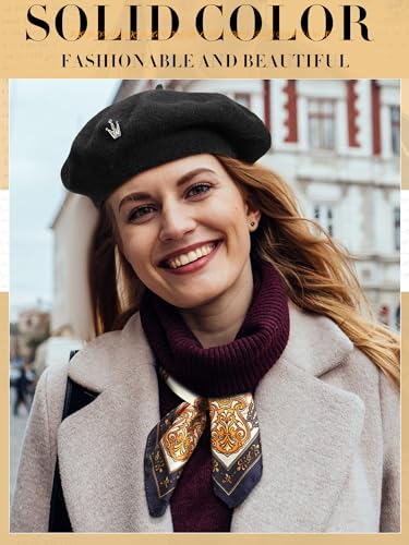 3 Pcs Beret Hats for Women - color: Black