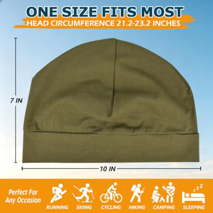 Headshion 100% Cotton Skull Caps Beanie Sleeping Hats for Men Women - color: Olive Green & Sage Green