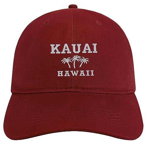 Trendy Apparel Shop Kauai Hawaii Embroidered Brushed Cotton Cap - color: Maroon