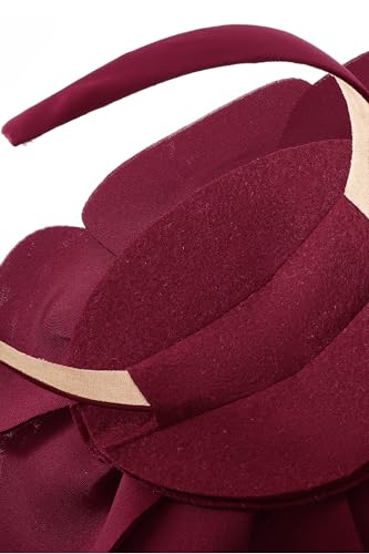 BABEYOND Fascinators Hats for Women Layered Flower Tea Party Derby Hats - color: Wine Red