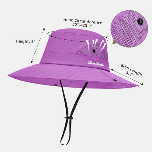 Rosoz Ponytail Sun Bucket Hats for Women UV Protection Foldable Wide Brim - color: 1 Pack-pure Purple
