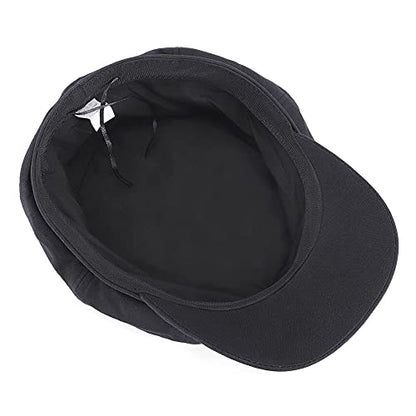 Newsboy Cabbie Baker boy hat Beret Cap for Women Pageboy Visor Paperboy Hat Sailor Fiddler Hat Adjustable - color: 1997-black