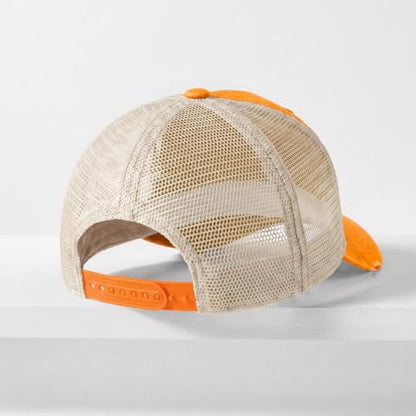 CHOK.LIDS Washed Trucker Hat Unstructured Distressed Pigment Dyed Cap - color: (Orange)
