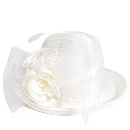 VECRY Womens Tea Party Church Baptism Wedding Derby Dressy Hat - color: Cream
