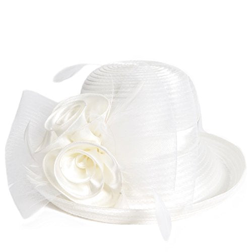 VECRY Womens Tea Party Church Baptism Wedding Derby Dressy Hat - color: Cream