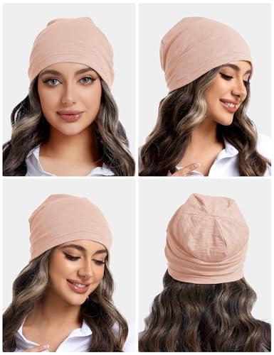 ROYBENS Lightweight 100% Cotton Slouchy Summer Beanie Men Women, Chemo Cap - color: 1pc Pink, size: Medium