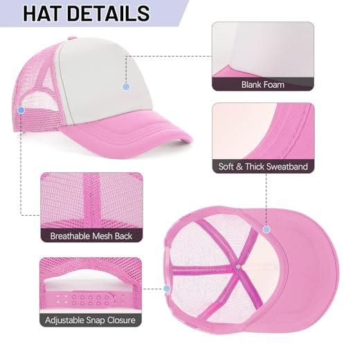 Ultrafun 10 Pack Trucker Hat Mesh Sublimation Blank Hats Adjustable Baseball Caps Hats for Men Women - color: Pink White