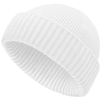 vidsel 50% Wool Double Cuff Beanie Hat for Men Women, Warm Winter Knit Cap - color: White