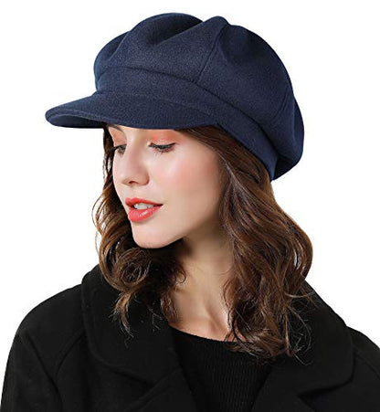 Sumolux Women Beret Newsboy Hat French Cap Classic Winter - color: Navy Blue