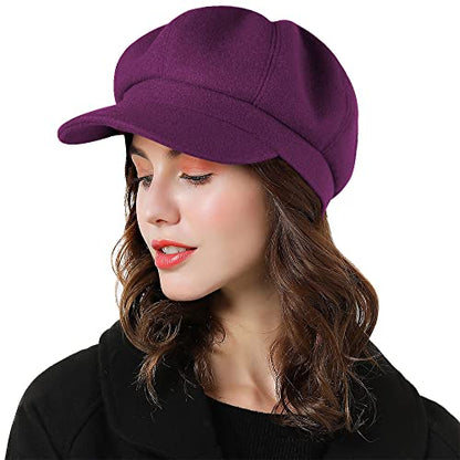 Sumolux Women Beret Newsboy Hat French Cap Classic Winter - color: Purple