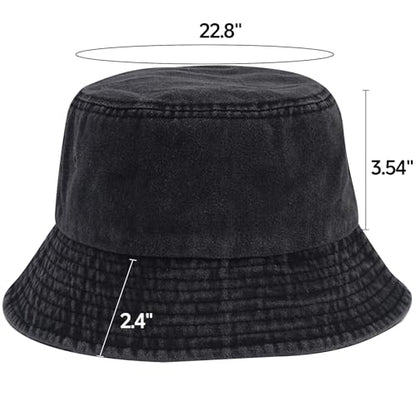 Everyday Bucket Hat – Unisex Lightweight Trendy Cotton Hot Summer Fun Outdoor Vacation Boonie for Men and Women Denim - color: Black