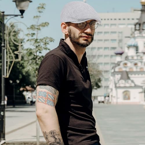 3Pcs Cotton Newsboy Hat for Men Cool Adjustable Flat Cap - color: Cm2-blue+khaki+lightgrey