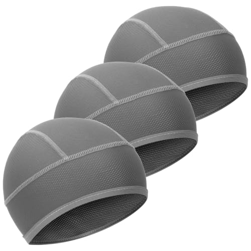 3PCS Cooling Skull Cap, Breathable Mesh Skull Caps for Men, Lightweight Head Cap Cycling Helmet Liner - color: 3 Dark Grey