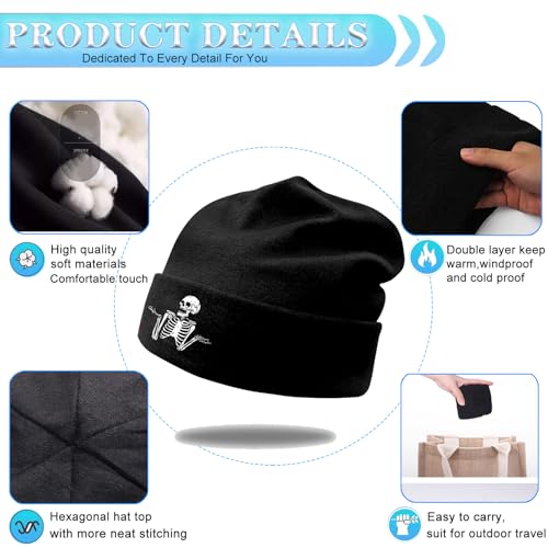 Black Knit Beanie Hat for Men Bear Classic Adult Beanie Cap Winter Warm Knitted Hat for Men Women Skull Hip Hop Cap for Men - color: Skeleton