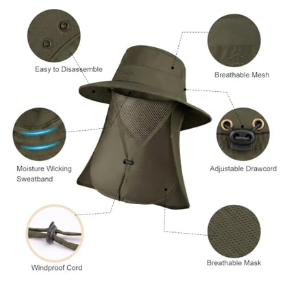Sun Hats for Men Women UPF 50+ Waterproof Bucket Hat - color: Army Green
